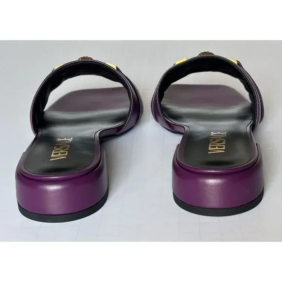 VERSACE Medusa Women's Plum Sandals 7 US (37 Euro) 1014748 Spain NIB $900 - Picture 10 of 15